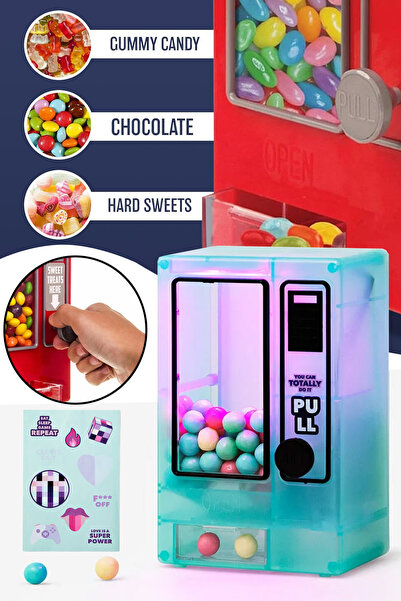 Binbirreyon Şeker Otomatı Kumbara Şekerlik Işıklı Renk Değiştiren Sticker Hed...