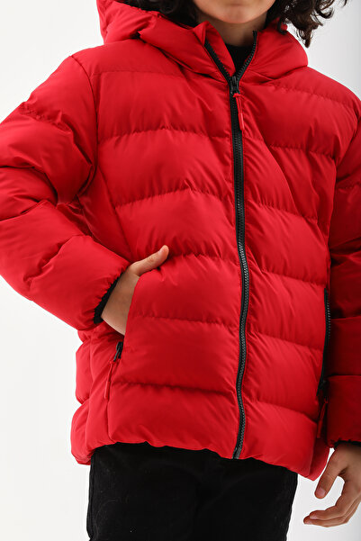 Neşeli Butik Girls Boys Red Waterproof Winter Coat with Inner Fleece Nbrbc015