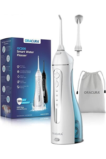 Oracura جهاز تنظيف الأسنان بالماء OC200 LITE، سعة 200 مل، 8 إعدادات ضغط، 4 أوضاع، قابل لإعادة الشحن عبر USB