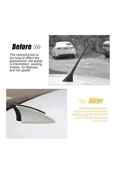 Mob HD-5419 Universal White/Black Shark Fin Car Earth Antenna Spoiler