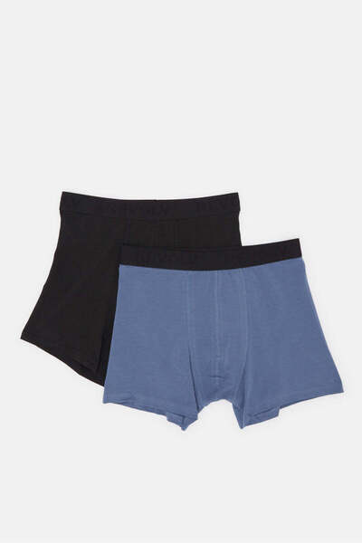 REDTAG Men Black And Blue Boxers Brief Set (Pack of 2)