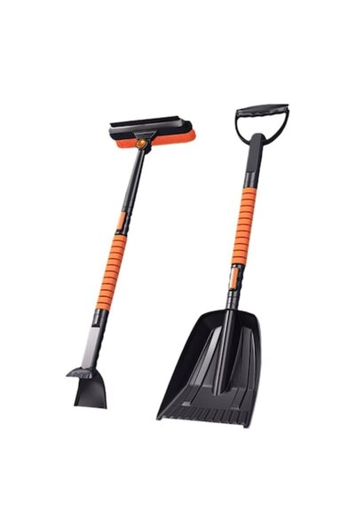 FONIX SnowMaster Duo Multifunctional Ice & Snow Scraper with Brush, 2 Shovels, Telescopic Arm, Black