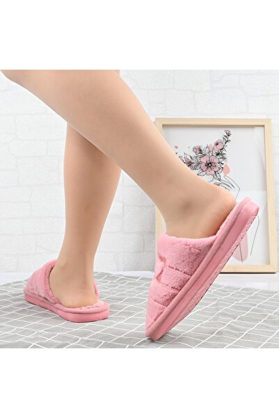 Tmall Fluffy slippers, With heart, With fur, PD1072, Pink