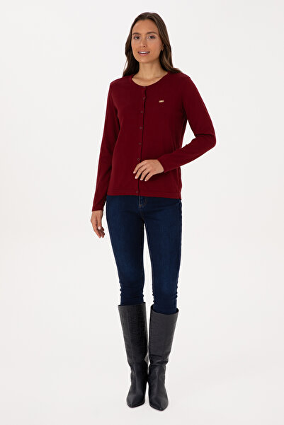 U.S. Polo Assn. Women's Burgundy Basic Knitwear Cardigan 50307719-Vr014