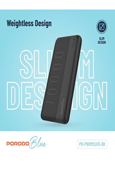 porodo Blue 10000 mAh 22.5W PD Powerbank - Black