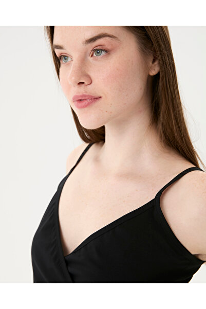 Ayma Active Black Strap Wrap Blouse