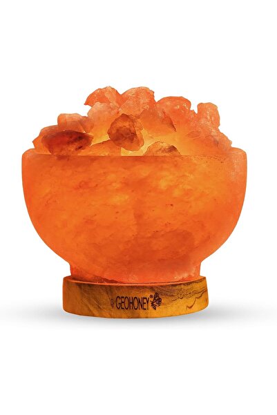 Geohoney مصباح ناري من ملح الهيمالايا مع قطع