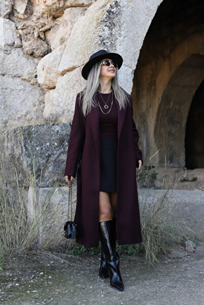bytugcekaya Plum Lined Cashmere Coat