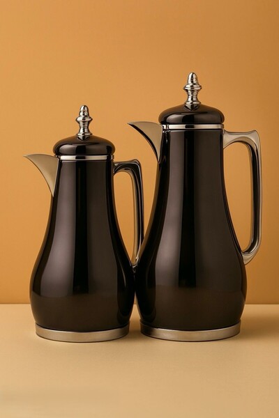 Generic High-quality stainless steel tea and coffee thermos set, new design, 1/0.7 liter size, titanium black