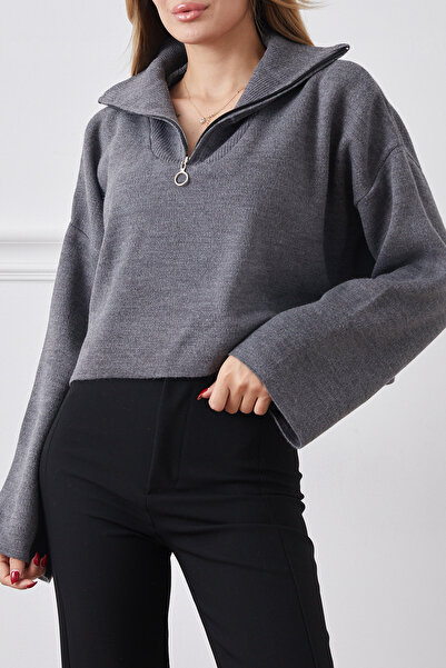 DPARİS Zippered Crop Knitwear Sweater