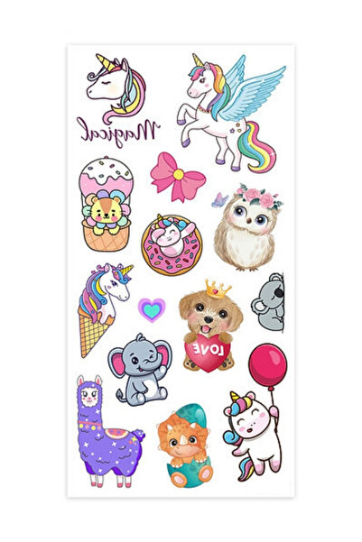 Le Mabelle Multicolored Cute Animal Themed Girl's Tattoo Set