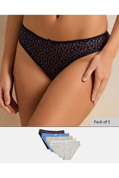 REDTAG Women Assorted Bikini Brief Set (Pack of 5)