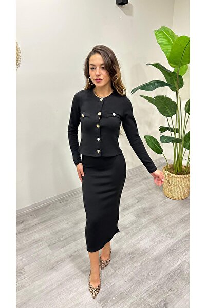 modadagiyim Women's Skirt Jacket 2-Piece Knitwear Set