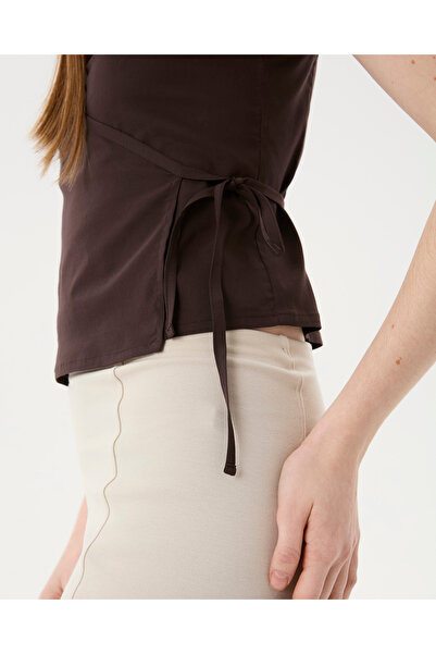 Ayma Active Brown Strappy Wrap Blouse