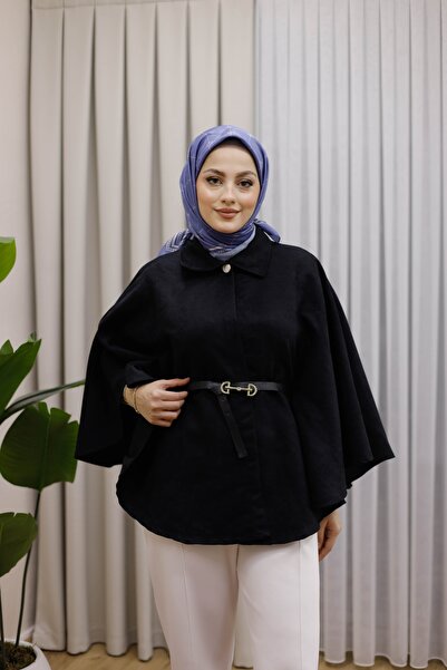 MOONSC Belted Suede Poncho