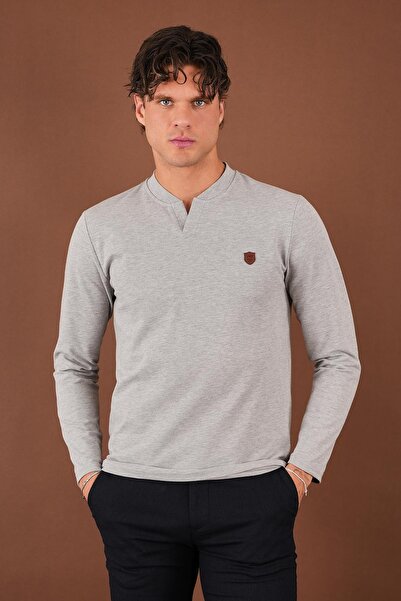 ALEXANDERGARDI V-Neck Slit Detailed Long Sleeve T-Shirt