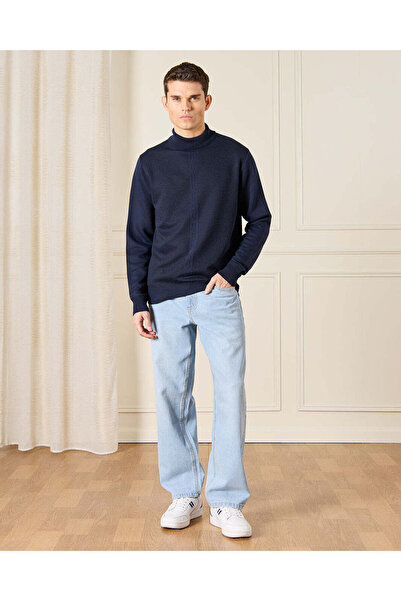 REDTAG Men Navy High Neck Sweater