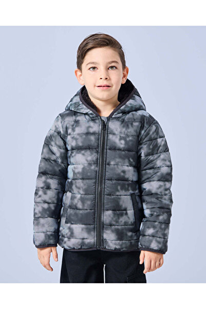 REDTAG جاكيت بغطاء رأس مطبوع باللون الأسود للأولاد