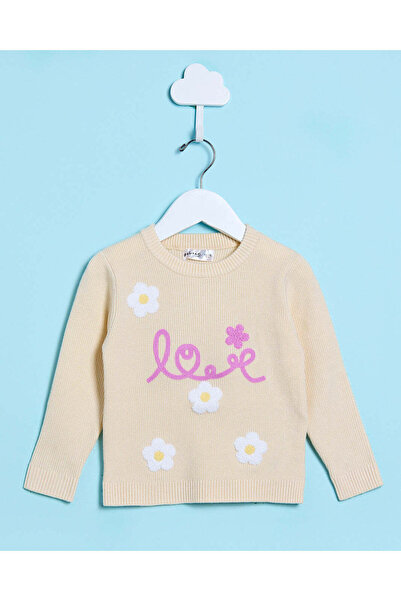 REDTAG Infant Girls Cream Knitted Sweater