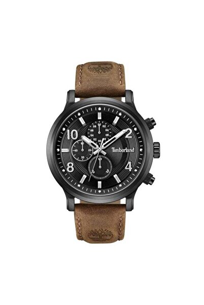 Timberland ساعة دريسكول متعددة الوظائف للرجال مقاس 46 مم - مينا أسود وحزام جل...