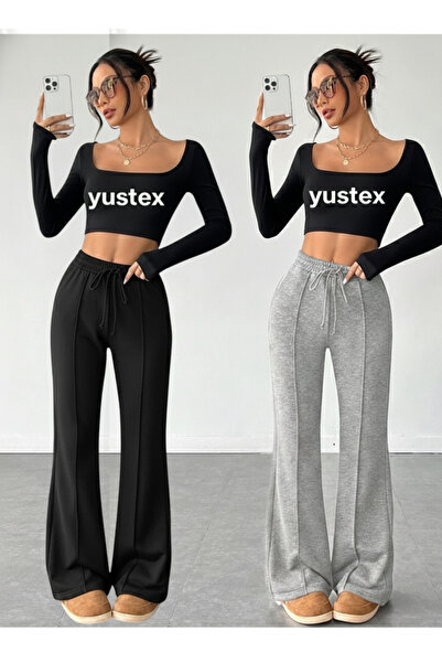 CAONNES Σετ χειμερινής φόρμας 2 τεμαχίων με ρίγες (Μαύρο-Γκρι) Φαρδιά φόρμα μ...