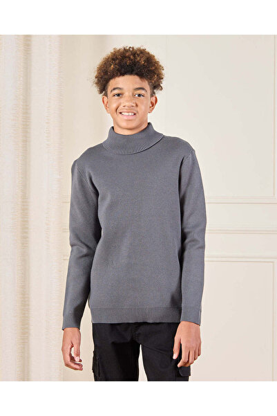 REDTAG بلوفر رمادي برقبة عالية للأولاد الكبار