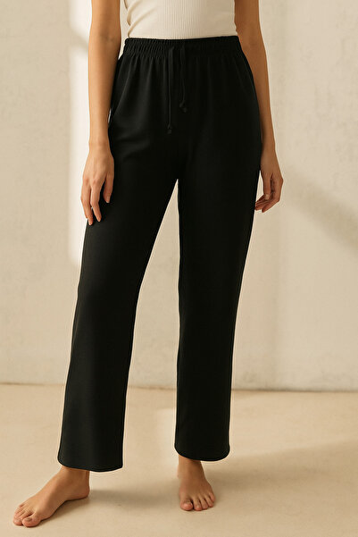 BONY SOCKS Pantaloni de pijama pentru femei Ş cu căptușeală din fleece negri