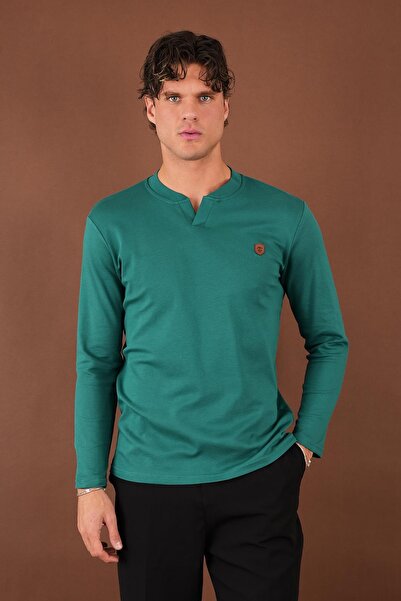 ALEXANDERGARDI V-Neck Slit Detailed Long Sleeve T-Shirt