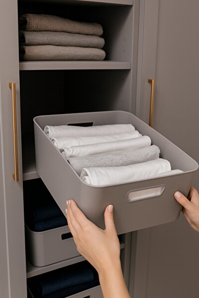 Kitchen Life 2-Pack of Leather-Look Closet Organizers Clothing Storage Boxes-Organizers