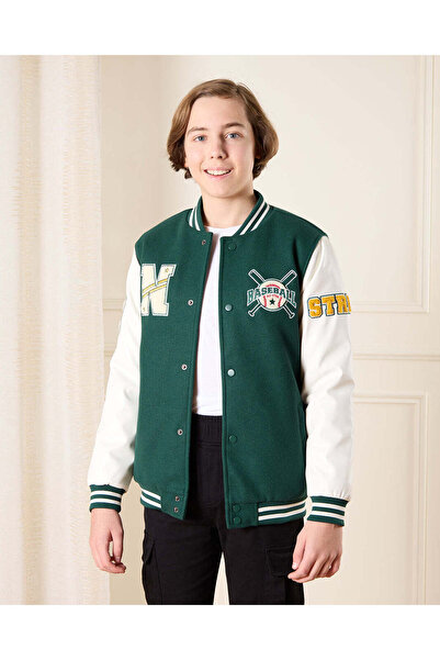 REDTAG سترة بيسبول خضراء للأولاد الكبار
