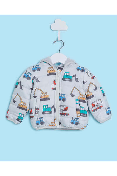 REDTAG جاكيت بغطاء رأس مطبوع باللون البيج للأولاد الرضع