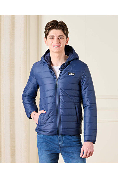 REDTAG Senior Boys Navy Sherpa Lining Puffer Jacket