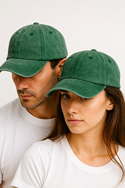 CapZone Distressed Washed Vintage Unisex Hat – Adjustable Denim Sports Cap Green
