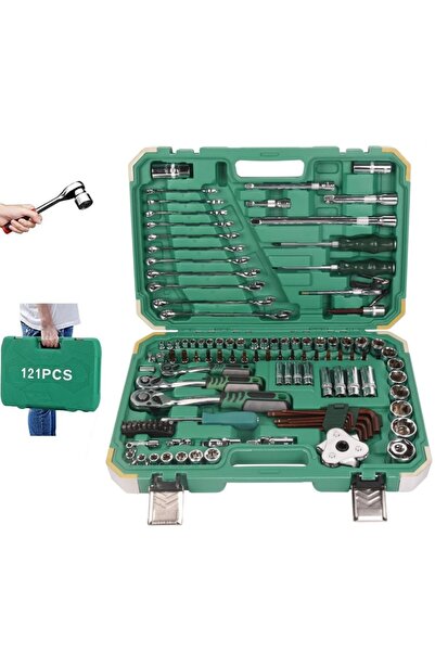 ET-LIFE 121 PCS Car Mechanic Socket Tool Kit Set Car Repair Tool, Green