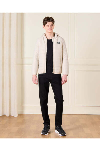 REDTAG Senior Boys Beige Sherpa Lining Puffer Jacket