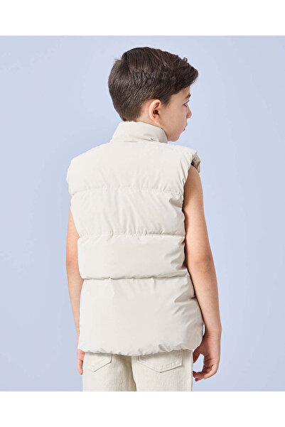 REDTAG Boys Beige Puffer Gilet Jacket