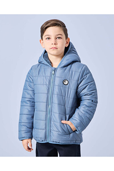 REDTAG جاكيت شيربا بغطاء رأس أزرق للأولاد