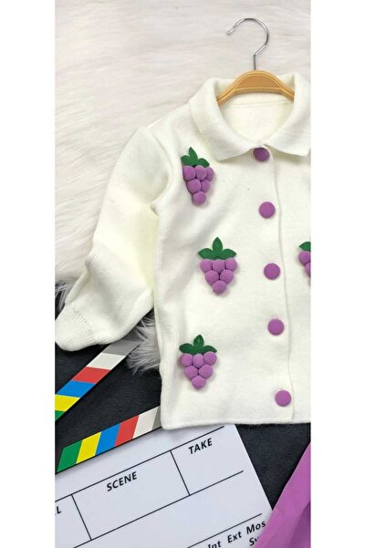 zavera for kids Girl's Grape Applique Knitwear Double Set