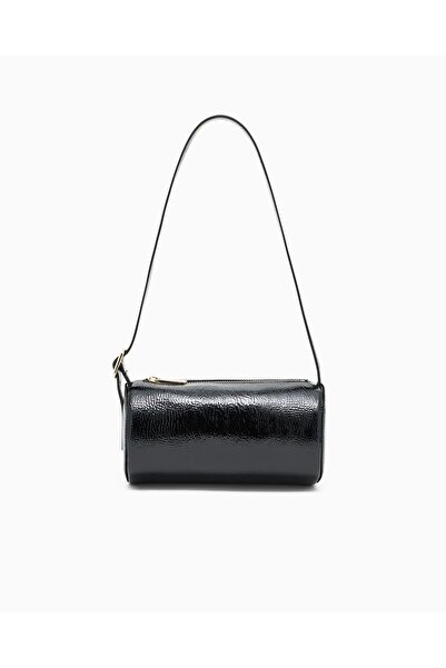 Armani Exchange Women's Shiny Patent Leather Ax Logo Mini Black Handbag Xw001216 Af17122-Uc001