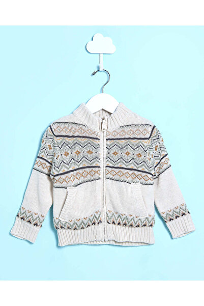 REDTAG سترة بسحاب أمامي باللون البيج للأولاد الرضع