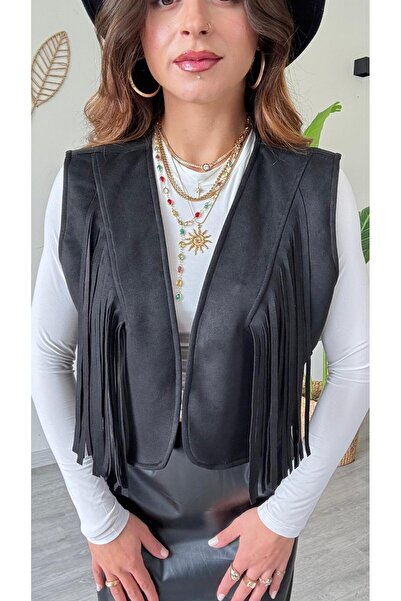 modadagiyim Women's Special Design Tasseled Short Vest