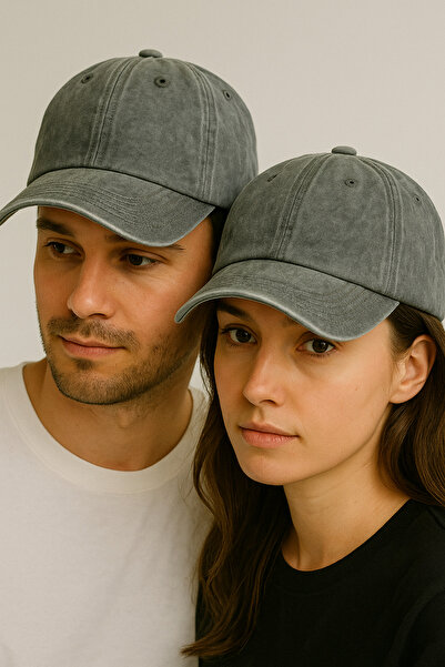 CapZone Distressed Washed Vintage Unisex Hat – Adjustable Denim Sports Cap Gray