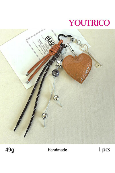 Youtrico حقيبة يد مصنوعة يدويًا على شكل قلب من الجلد بلون الدوبامين، سلسلة مف...