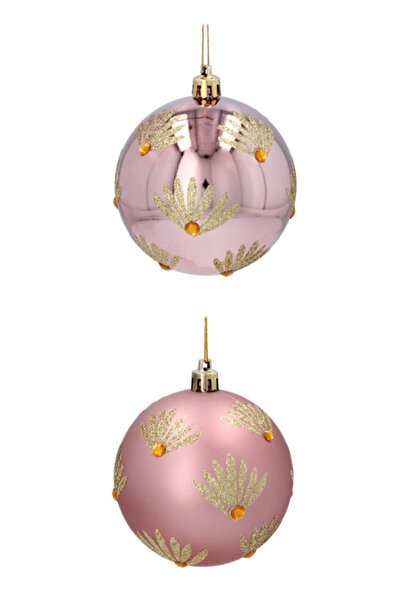 Selgot Christmas Baubles, Diameter 8 cm, 6 pcs, Pink-Gold, Model 1