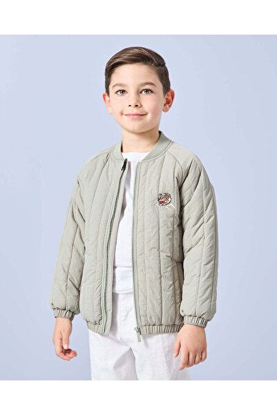 REDTAG Boys Beige Tiger Embossed Jacket