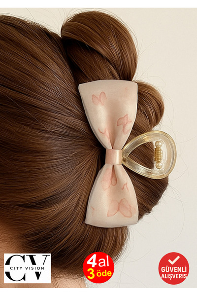 cityvision Powder Pink Butterfly Patterned Bow Model Transparent Hair Clip 11 cm – Stylish and Elegant Design