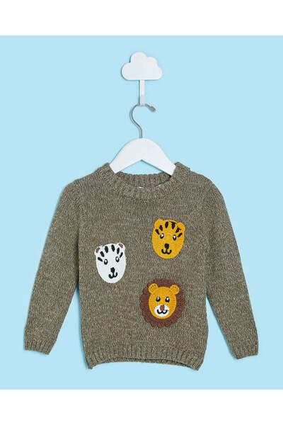 REDTAG سترة رمادية للأولاد الرضع مع تطريز