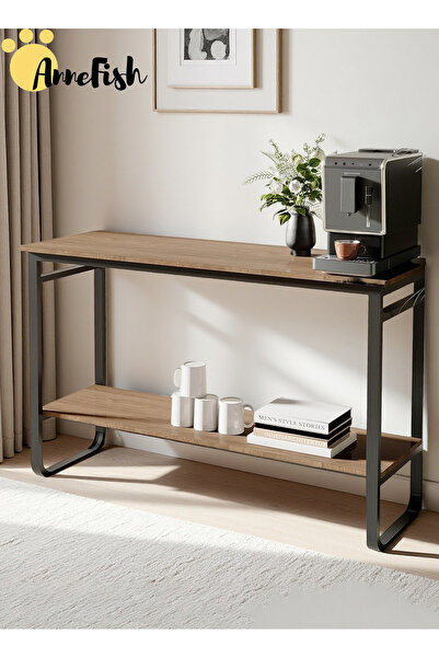 AnneFish 120*40*80cm 2Tier Console Table Entryway Table Sofa Table Side Table with U-shaped Steel Legs