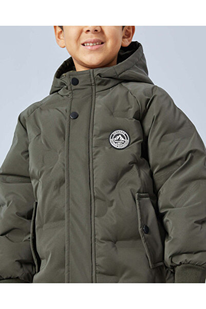 REDTAG Boys Olive Puffer Padded Jacket