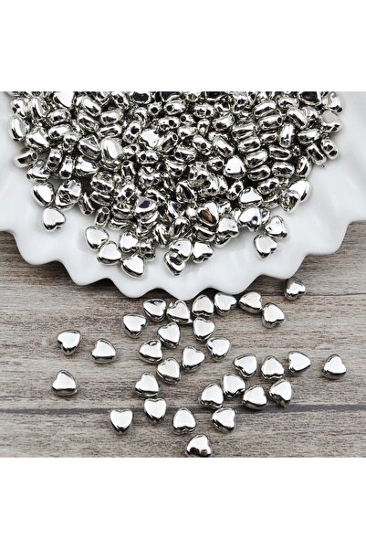 FlowerAksesuar 100 Adet - Kalp Ara Boncuk, Bileklik Ara Boncuk, Takı Boncuğu,...